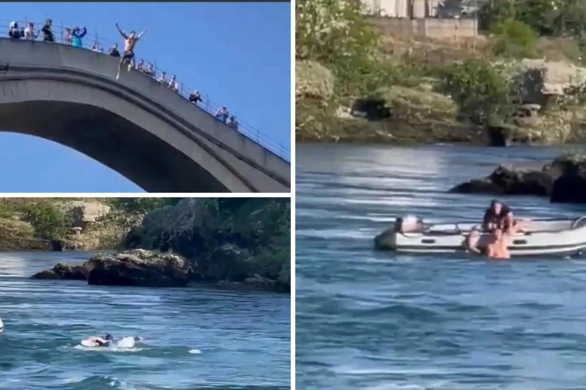Amerikanac skakao s mosta u Neretvu, pa ga spašavali hrabri Mostarci. Prijatelji sve snimili