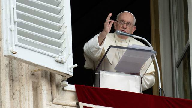 Pope Francis leads the Angelus prayer at the Vatican