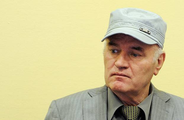 Former Bosnian Serb commander Ratko Mladic appears in court in the Hague