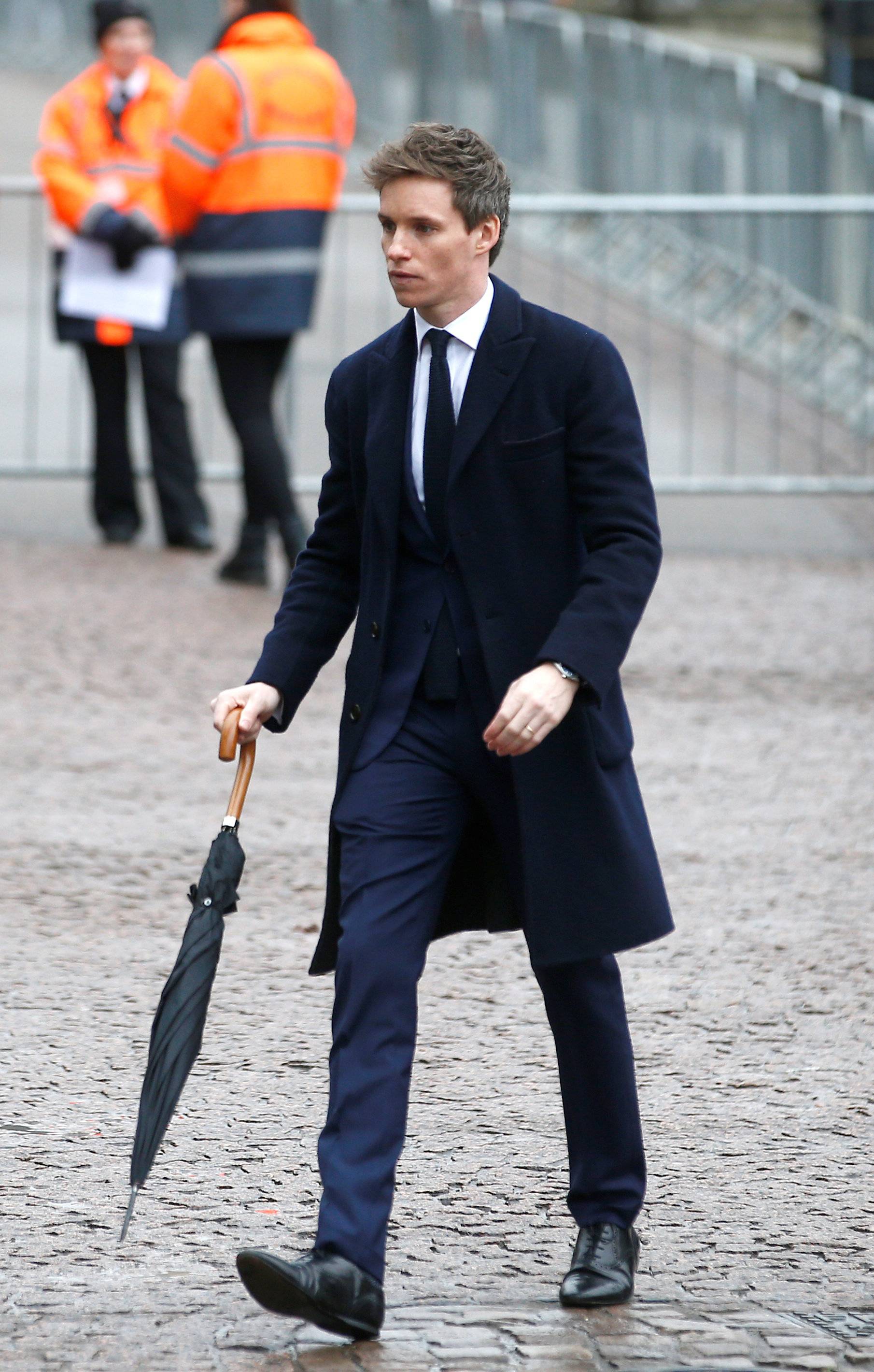 British actor Eddie Redmayne arrives at Great St Marys Church, where he is giving a reading at the funeral of theoretical physicist Prof Stephen Hawking, in Cambridge