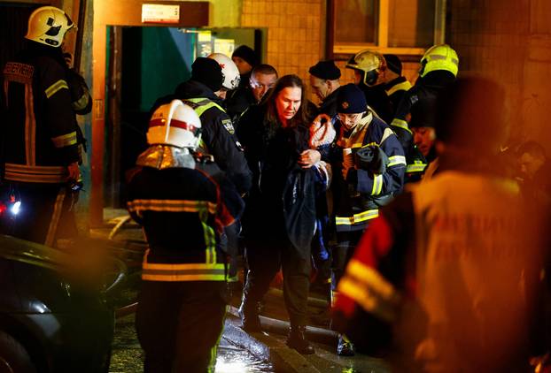 Aftermath of a Russian missile and drone attack, in Kyiv