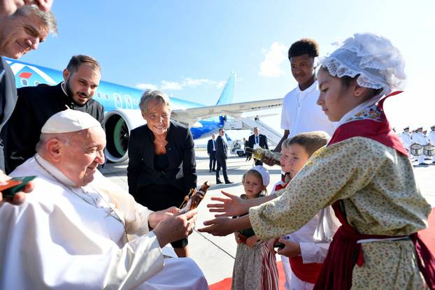 Pope Francis arrives at Marseille Airport