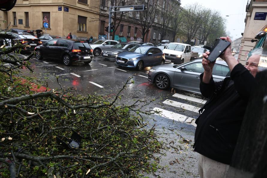 Zagreb:  Nevrijeme i jak vjetar srušili su nekoliko stabala u centru grada