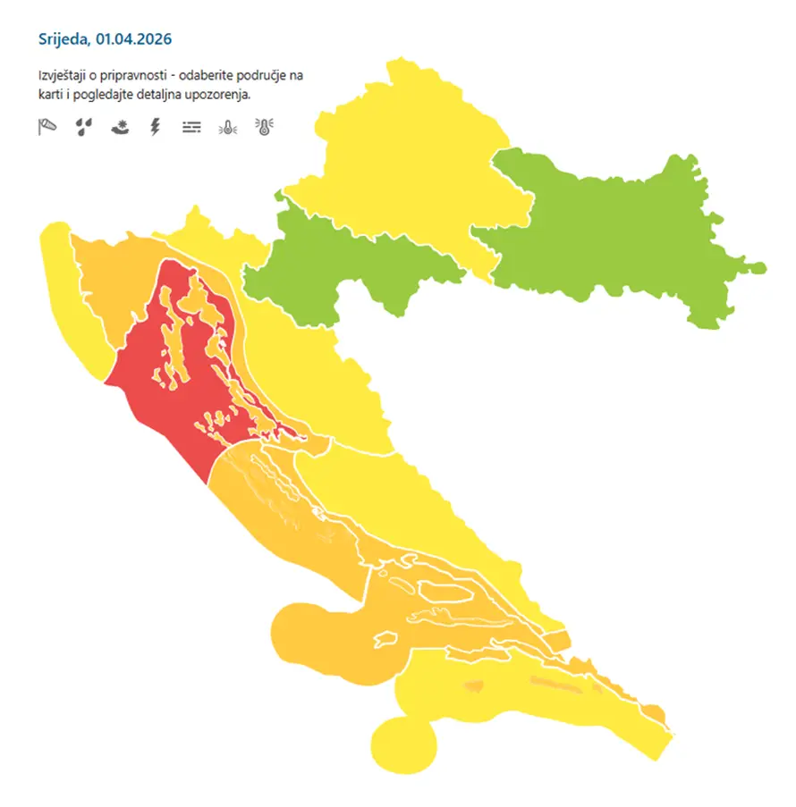 STIŽE POGORŠANJE Jaka bura, DHMZ upalio i crveni alarm! 'Čuvajte se letećih krhotina'