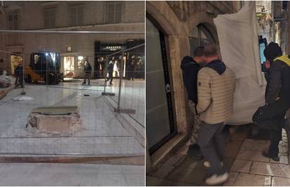FOTO Sa splitske Pjace maknuli štandarac: Kuzma bespomoćno sjedi i 'čuva' kip, zvao policiju
