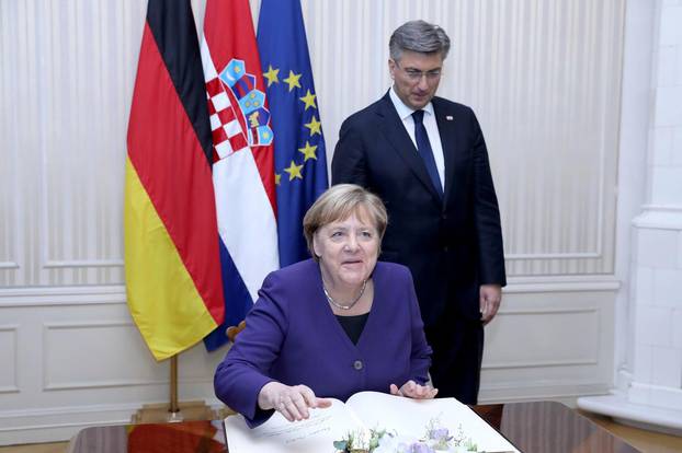 Zagreb: Premijer Andrej Plenković ugostio Angelu Merkel u Banskim dvorima