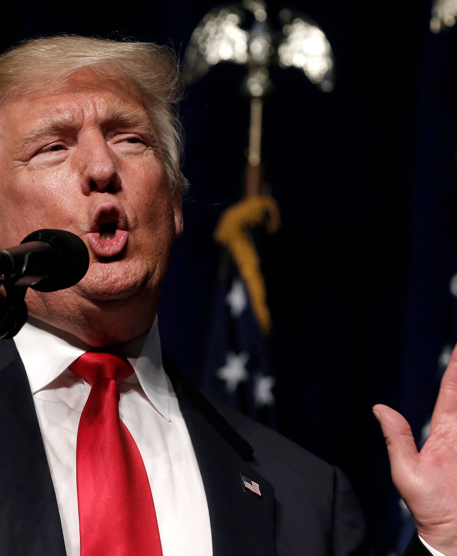 Republican presidential nominee Donald Trump speaks at a campaign rally in Greenville