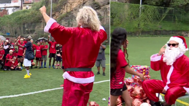 Nogometna zvijezda razveselila djecu: U odijelu Djeda Mraza iznenadio je okupljene školarce