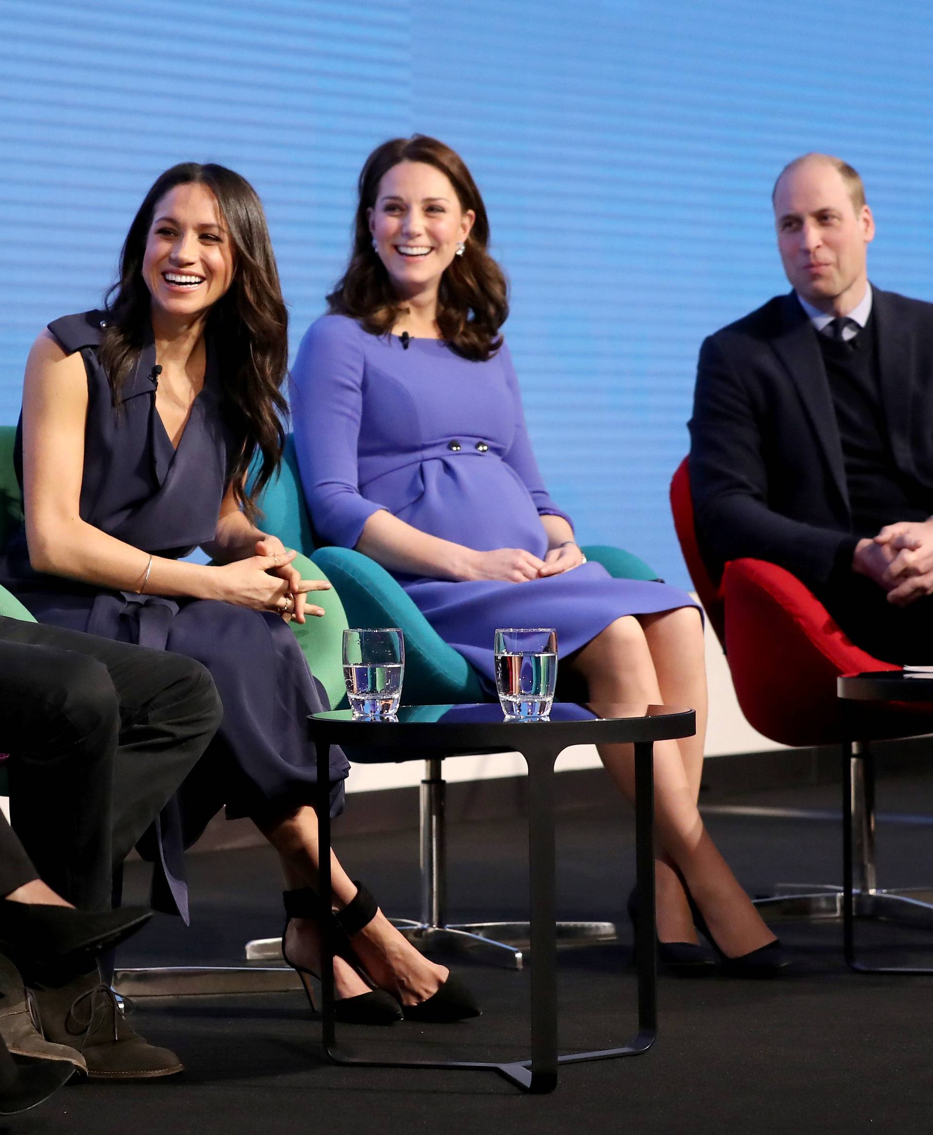 Britain's Prince Harry, his fiancee Meghan Markle, Prince William and Catherine, Duchess of Cambridge attend the first annual Royal Foundation Forum held at Aviva in London