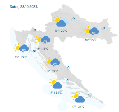 Za vikend  kiša i grmljavinsko nevrijeme: Meteoalarm upaljen za dio zemlje zbog jakog vjetra