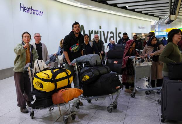 Scenes from Heathrow airport, after a fire at a nearby electrical substation wiped out the power at the airport