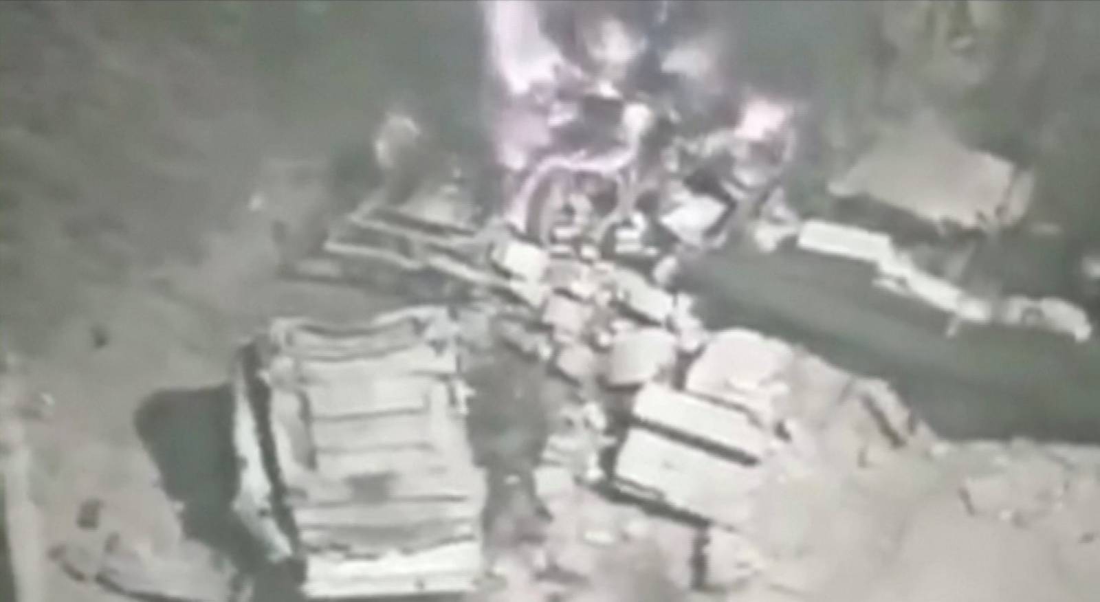 Video grab of an airstrike hitting an area in Afghanistan