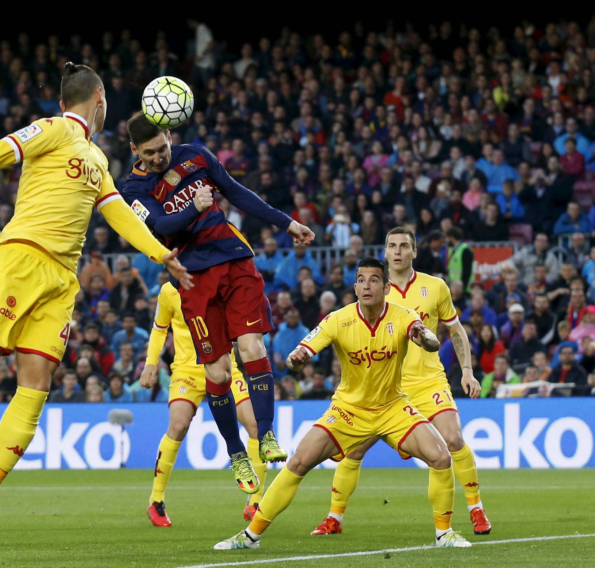 Football Soccer - Barcelona v Sporting Gijon - Spanish Liga BBVA - Camp Nou stadium, Barcelona