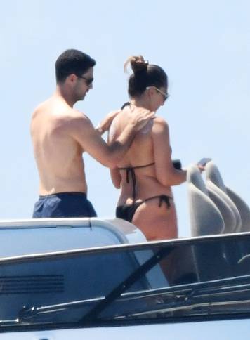 Arsenal FC Spanish football Manager Mikel Arteta pictured relaxing on a yacht with his wife and kids as he enjoys the summer holiday in Porto Cervo.