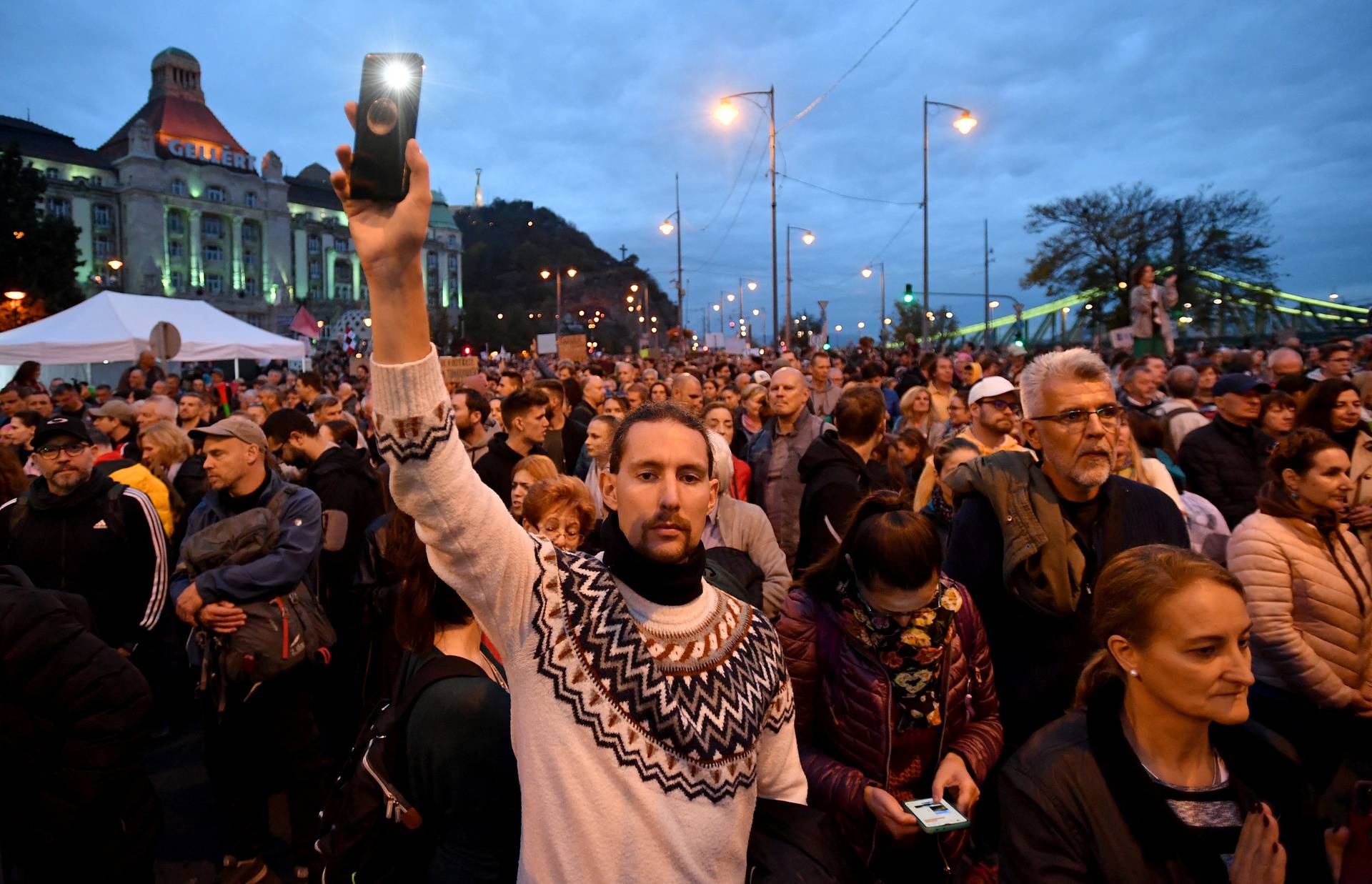 Students and parents continue protests to support fired teachers, in Budapest