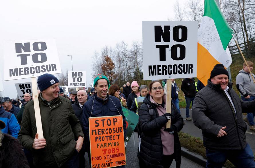 Irish farmers protest against Mercosur trade deal, in Athlone