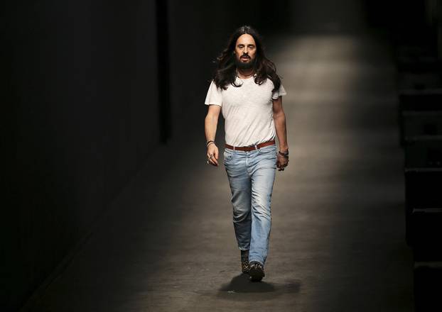 FILE PHOTO: Italian designer Alessandro Michele appears at the end of the Gucci Autumn/Winter 2016 woman collection during Milan Fashion Week