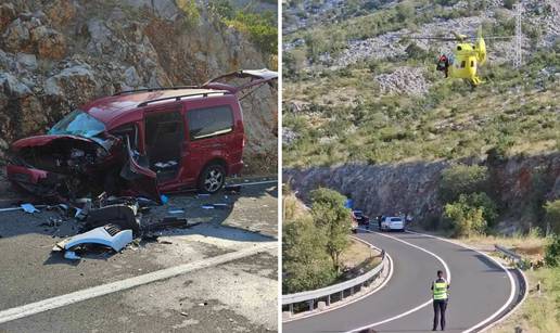 VIDEO Šestero ozlijeđenih u nesreći kraj Karlobaga, vozača je u bolnicu prevezao helikopter