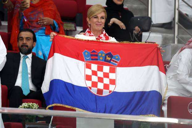KATAR 2022 - Kolinda Grabar Kitarović na stadionu prati utakmicu Hrvatske i Maroka