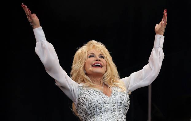FILE PHOTO: Parton performs on the Pyramid Stage at Worthy Farm in Somerset, during the Glastonbury Festival