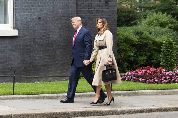 PM Theresa May welcomes The President Donald Trump and First Lady Melania Trump at 10 Downing Street. London, UK. 04/06/2019