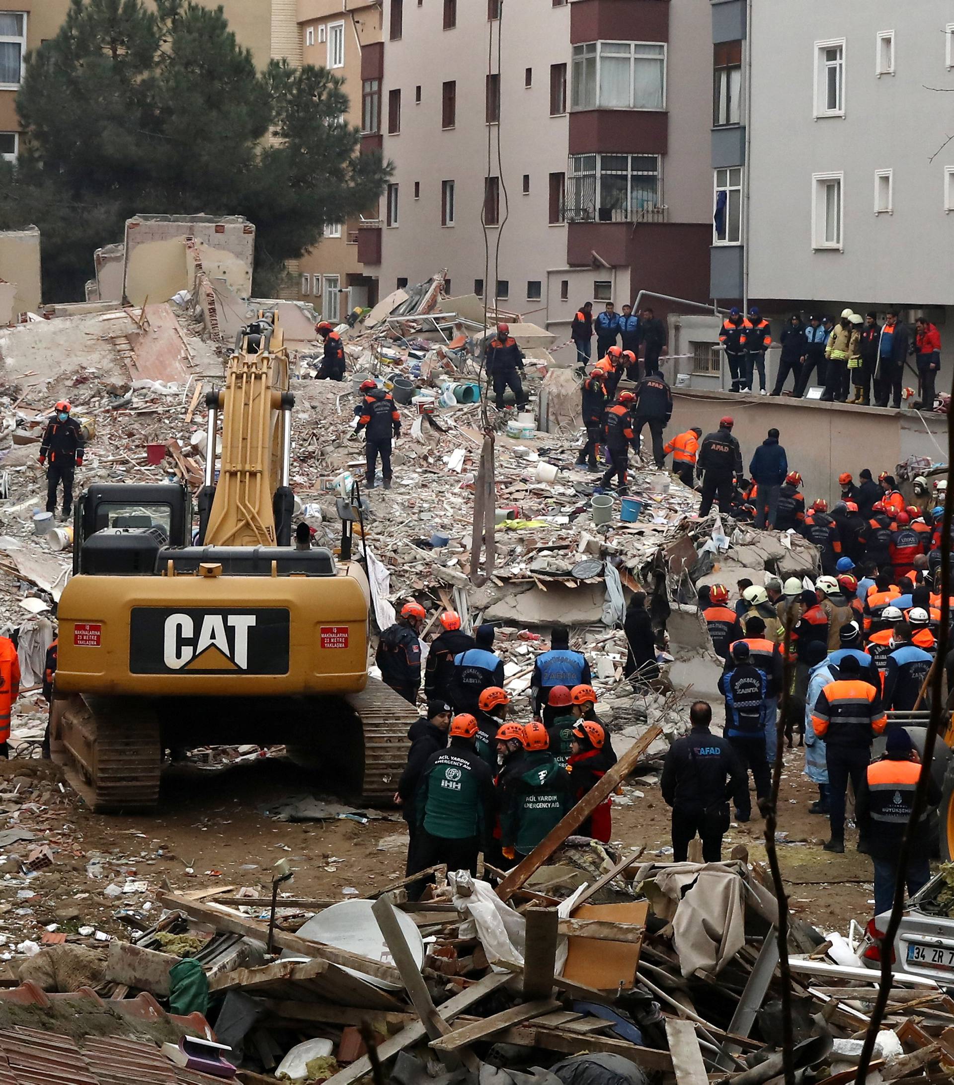 Site of a collapsed residential building in Istanbul