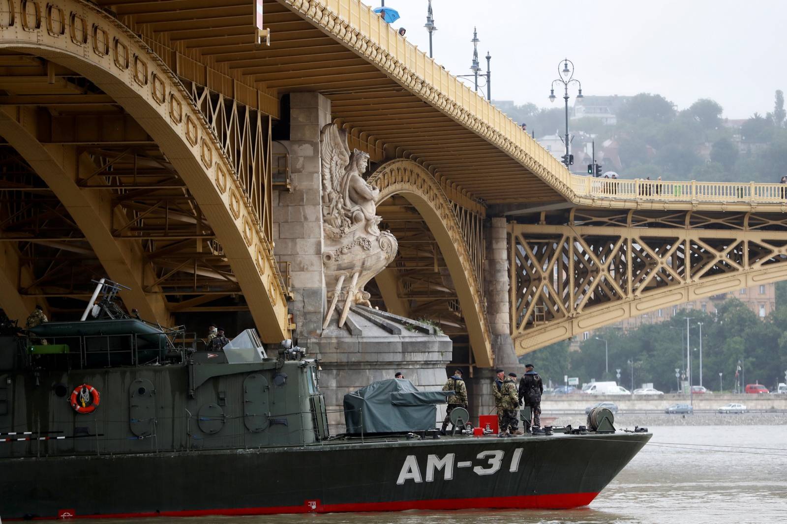 Ship accident on the Danube river in Budapest