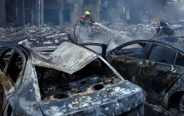 Aftermath of Russian missile and drone attack in Kyiv