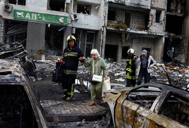 Aftermath of Russian missile and drone attack in Kyiv