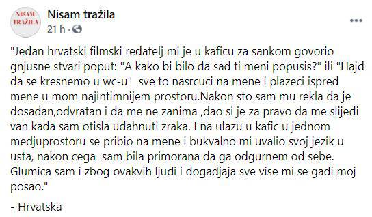 Progovorile su i naše glumice: 'Hrvatski redatelj mi je uvalio jezik u usta, htio je seks u WC-u'