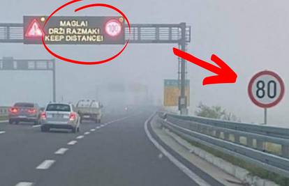 Slika s hrvatskih prometnica: Ograničenje je 80 km/h, ali magla je pa možete i 'stotku'