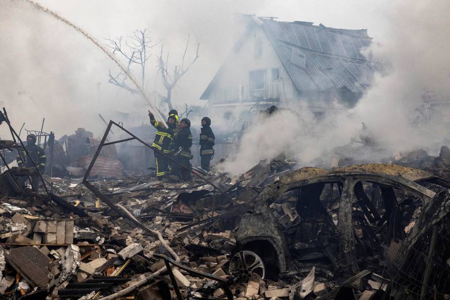 Aftermath of a Russian attack in Kyiv region