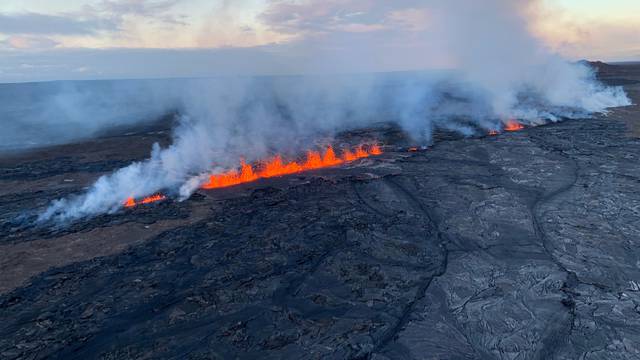 Aerial image of the Southwest Rift Zone eruption of the Kilauea volcano