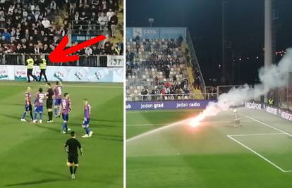 Kaos na Rujevici! Huligan Rijeke ušao na teren i napao Katića, Torcida bacala baklje na istok