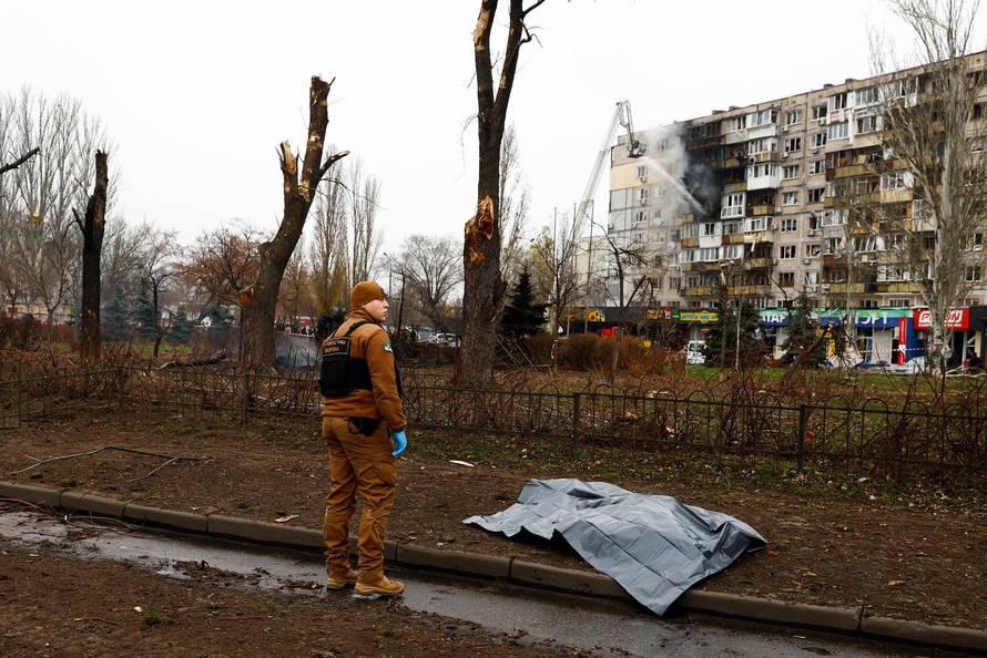 Aftermath of a Russian missile and drone attack, in Kyiv