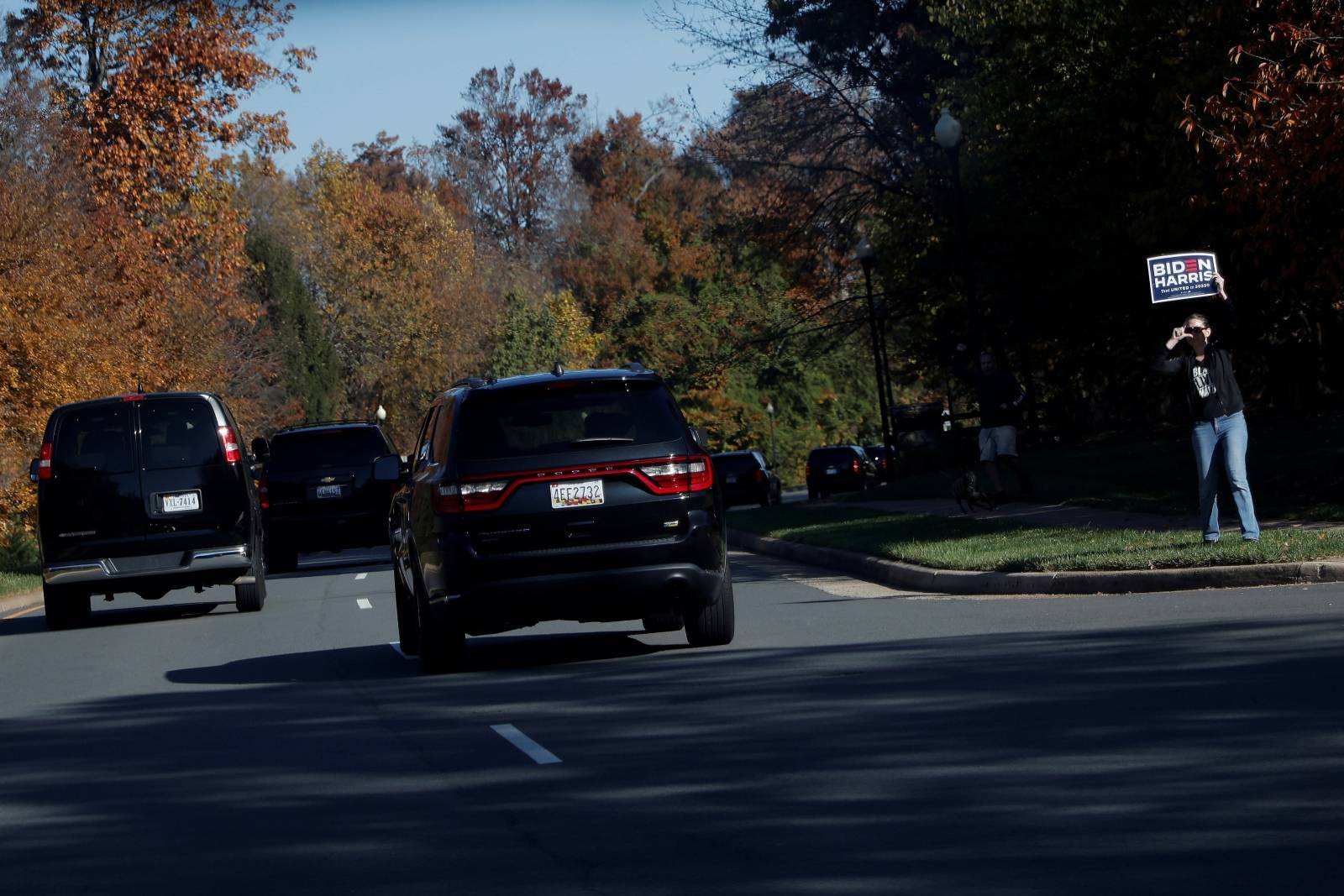 President Donald Trump arrives at his golf club in Sterling, U.S.