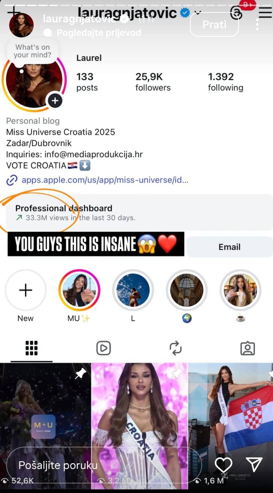 Naša lijepa misica dobro stoji na Instagramu: U samo šest dana udvostručila broj pratitelja