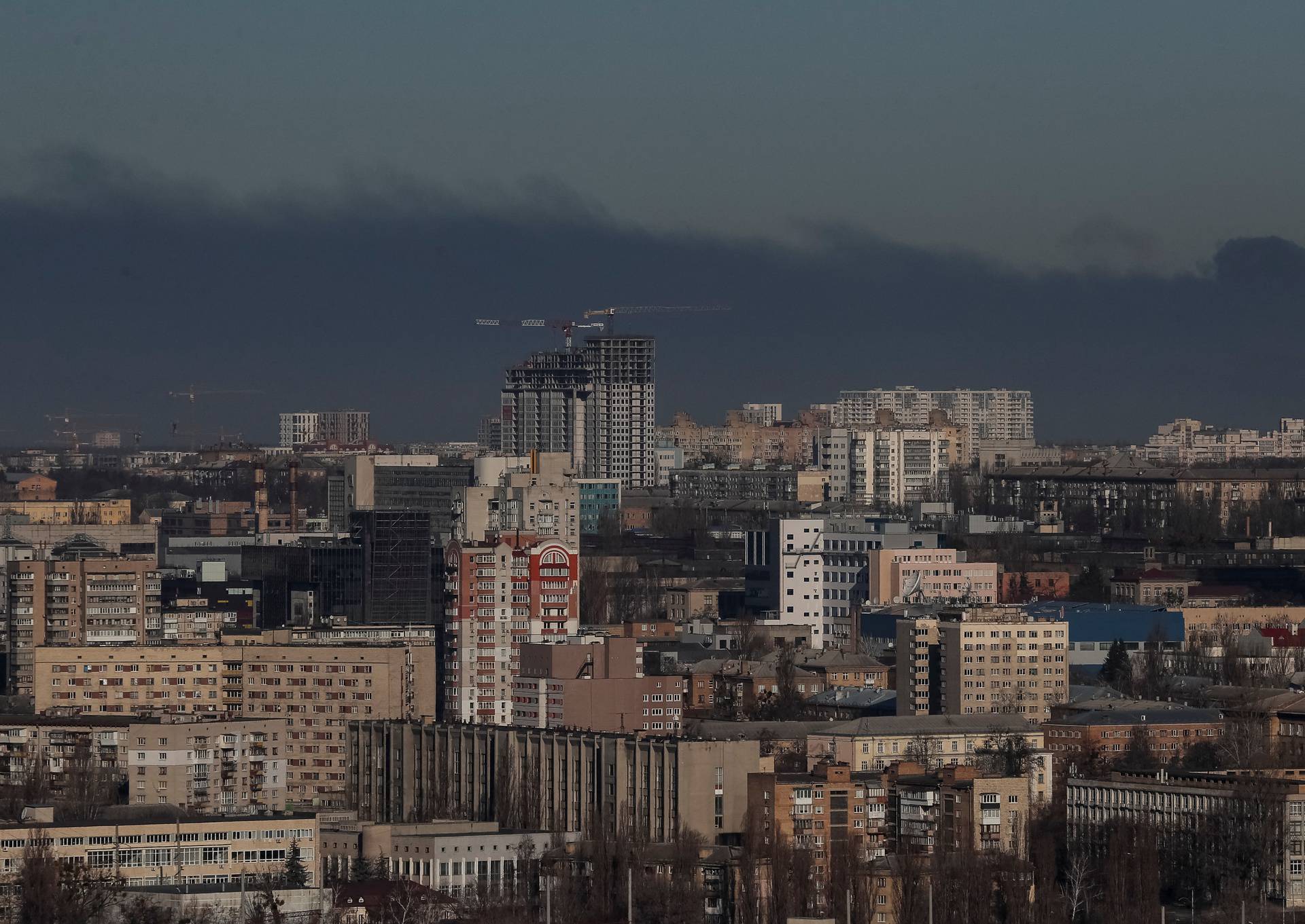 Smoke rises after shelling amid Russia's invasion, near Kyiv
