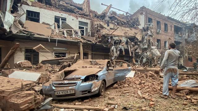 Aftermath of a Russian missile strike in Kharkiv