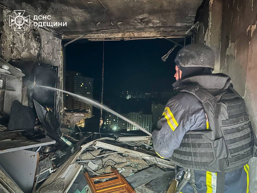 Aftermath of a Russian drone strike in Odesa
