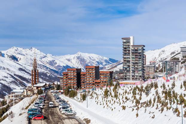 Ski resort  Val Thorens. Village of Les Menuires. France