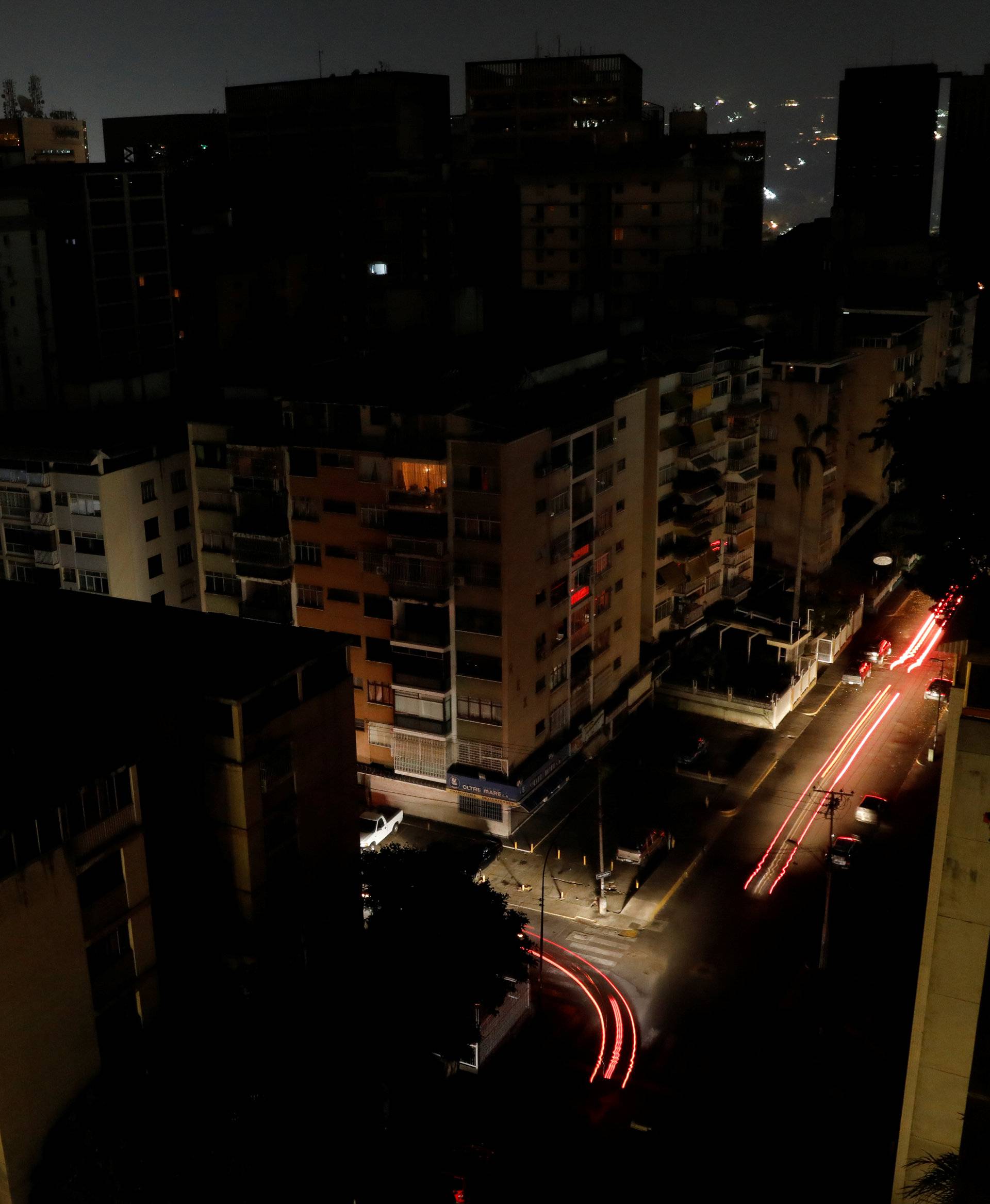 A general view of a neighborhood during a blackout in Caracas