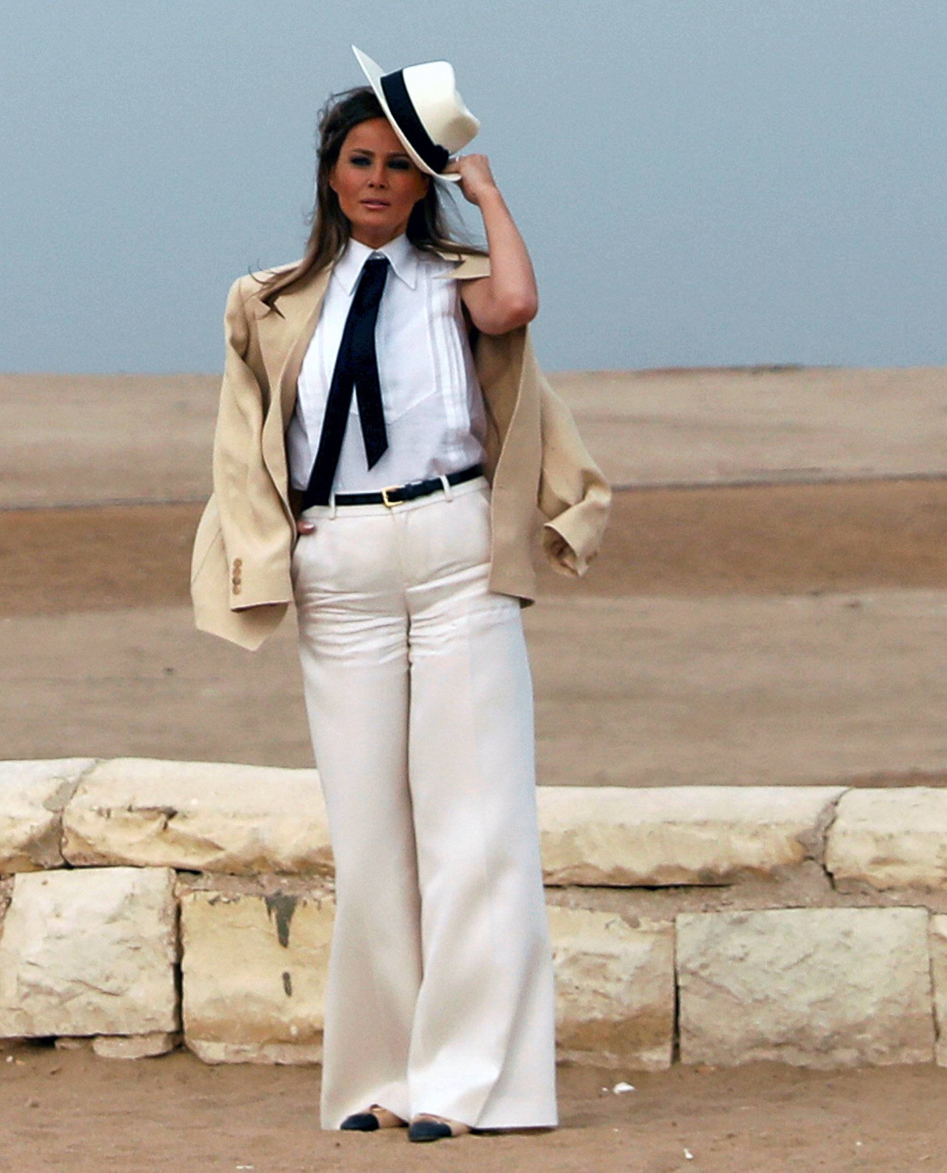 U.S. first lady Melania Trump visits the Great Pyramids in Cairo