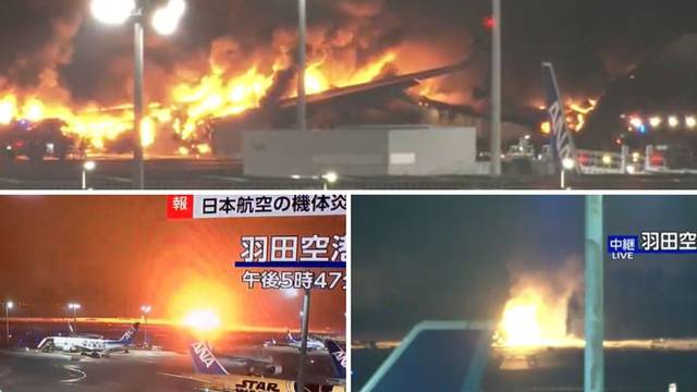 Veliki požar aviona u zračnoj luci u Tokiju: Prilikom slijetanja sudario se s manjim avionom?