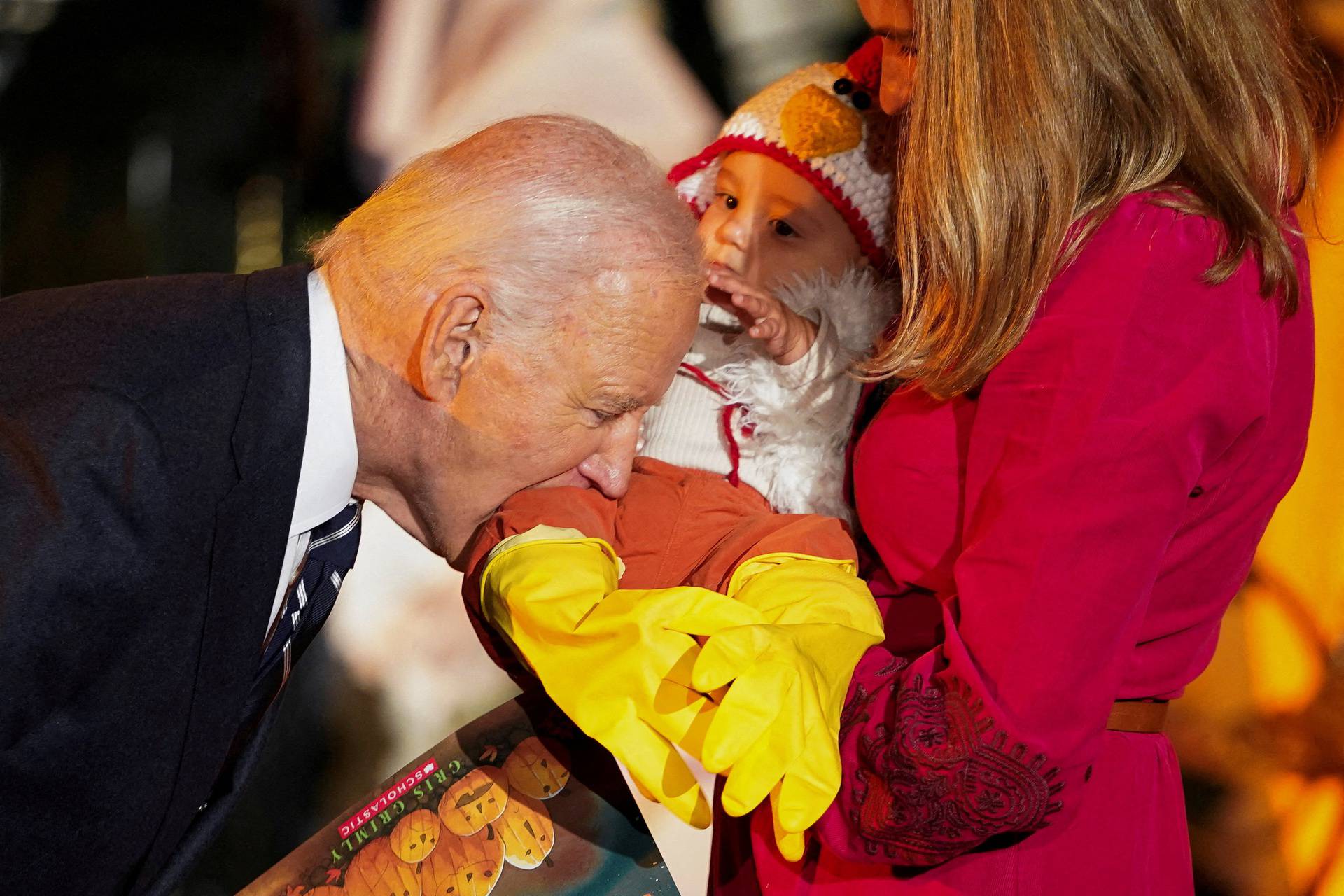 U.S. President Joe Biden hosts trick-or-treaters for a Halloween celebration at the White House in Washington