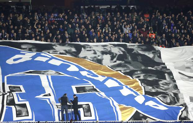 Zagreb: BBB postavio transparent na tribini tijekom utakmice GNK Dinamo - Rapid 