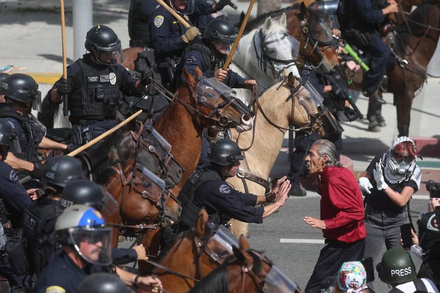 Protest against federal immigration sweeps, in Los Angeles
