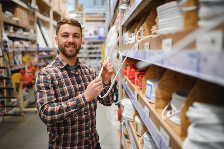 Electrician,In,The,Electrical,Component,Store.,Construction,Industry,,Electrical,System.