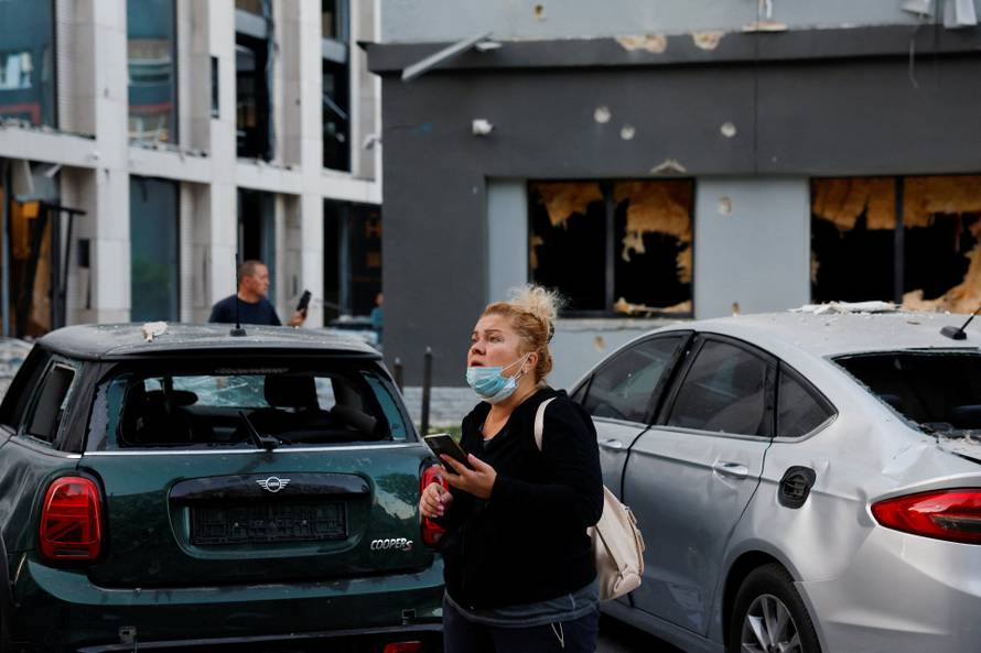 Aftermath of a Russian missile and drone attack in Kyiv