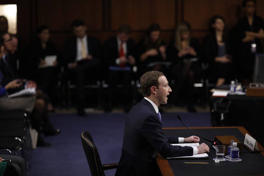Facebook CEO Zuckerberg testifies before a U.S. Senate joint hearing on Capitol Hill in Washington